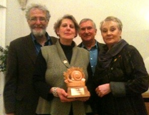 Photo: Graeme Kidd Award (l-r) Pier Giorgio Oliveti with Aylsham’s Liz Jones (also Cittaslow Chair); Giles Margerson; Mo Anderson-Dungar.